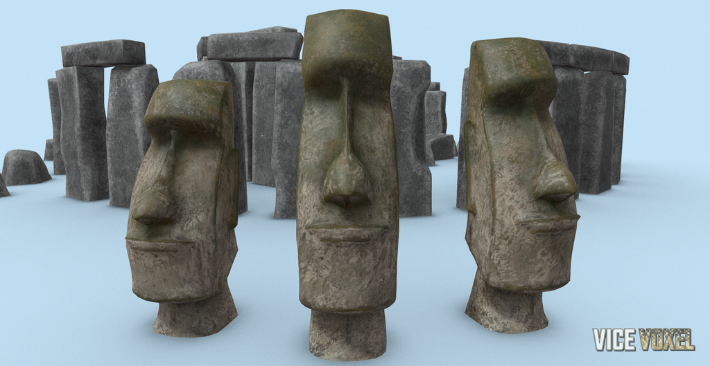 Simple Stonehenge & Head idols